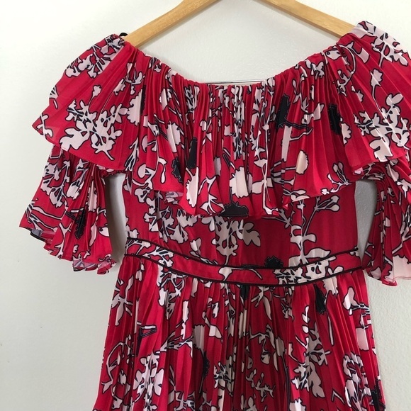 Self-Portrait Off The Shoulder Pleated Floral Mini Dress 6 - Picture 10 of 11